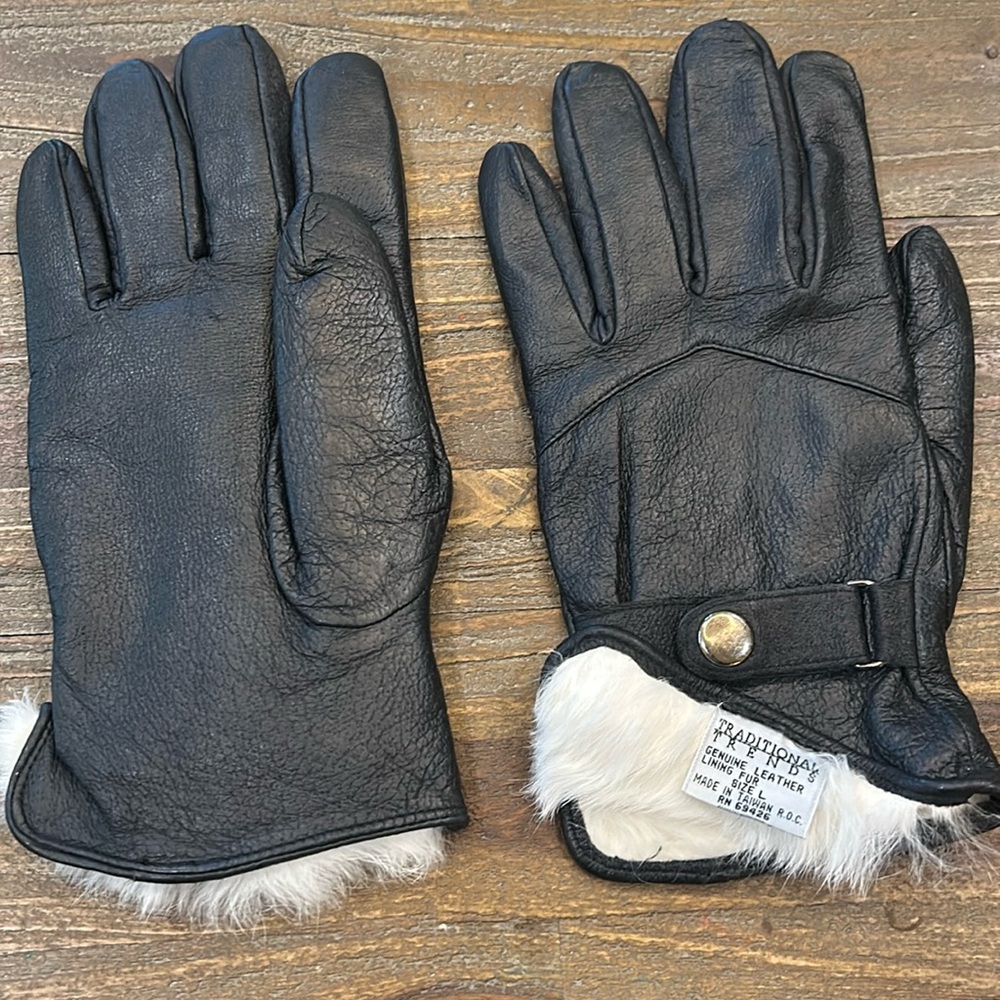 Vintage Fur Lined Leather Men’s Gloves